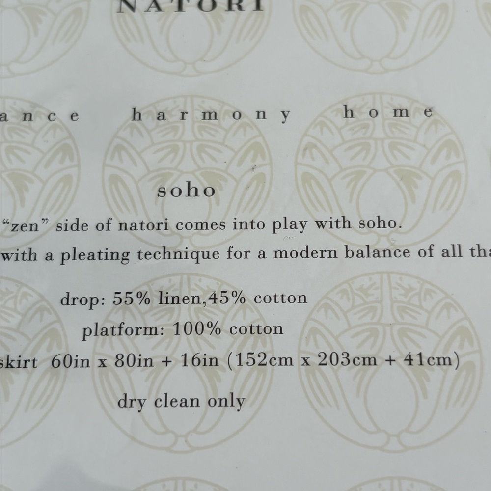 Natori Soho Queen Bed Skirt Matte Metallic cotton/ linen beige pleating - Picture 7 of 12